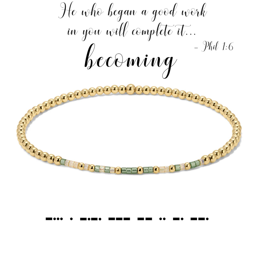 Becoming Philippians 1:6 Morse Code Stretch Bracelet