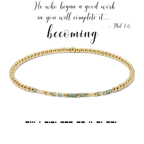 Becoming Philippians 1:6 Morse Code Stretch Bracelet