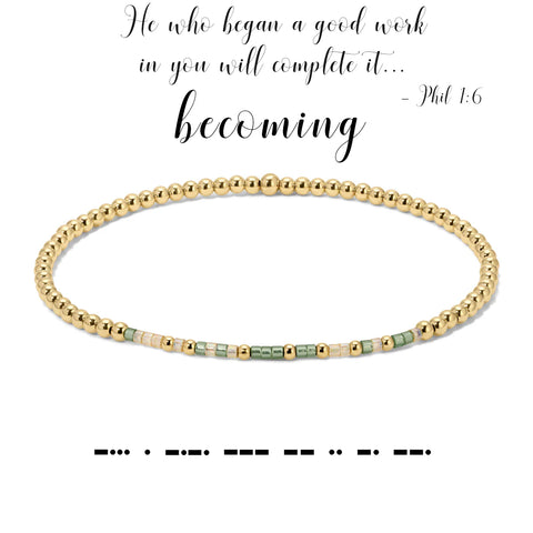 Becoming Philippians 1:6 Morse Code Stretch Bracelet