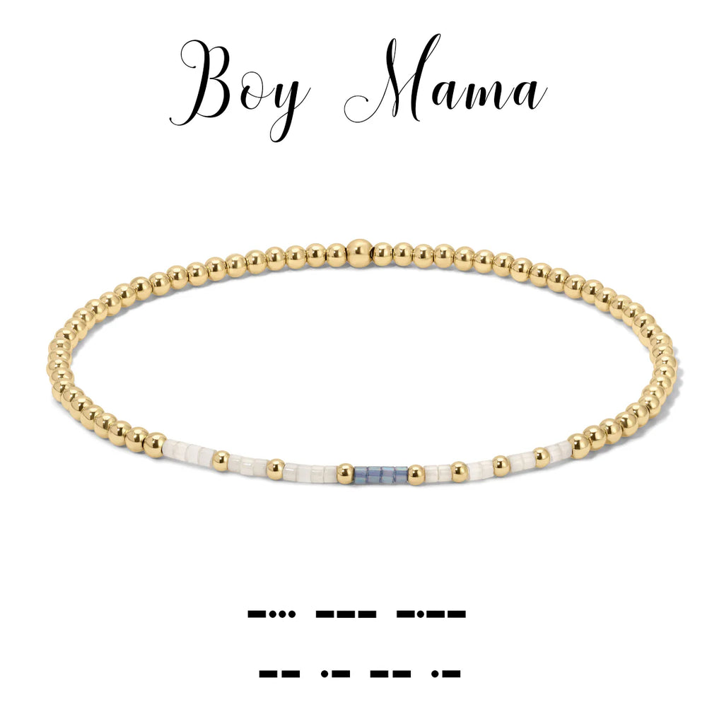 Boy Mama Morse Code Stretch Bracelet