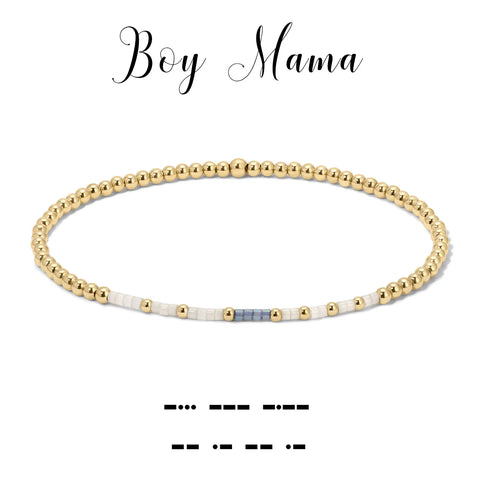 Boy Mama Morse Code Stretch Bracelet