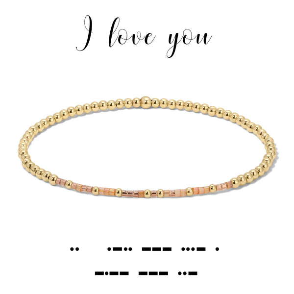 I Love You Morse Code Stretch Bracelet