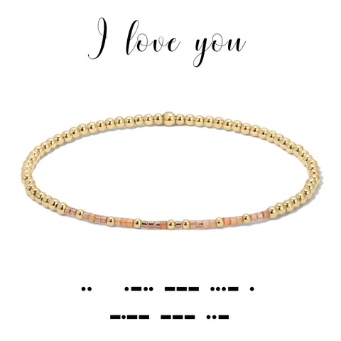 I Love You Morse Code Stretch Bracelet