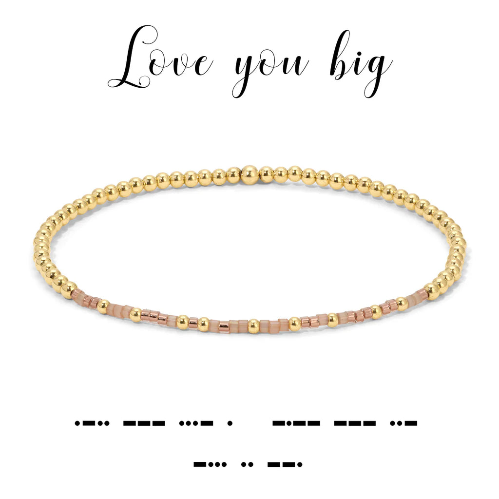 Love you Big Morse Code Stretch Bracelet