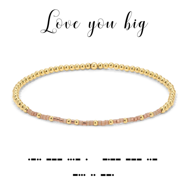 Love you Big Morse Code Stretch Bracelet