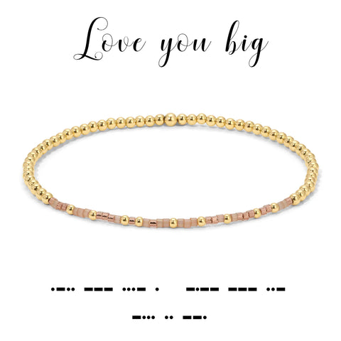 Love you Big Morse Code Stretch Bracelet