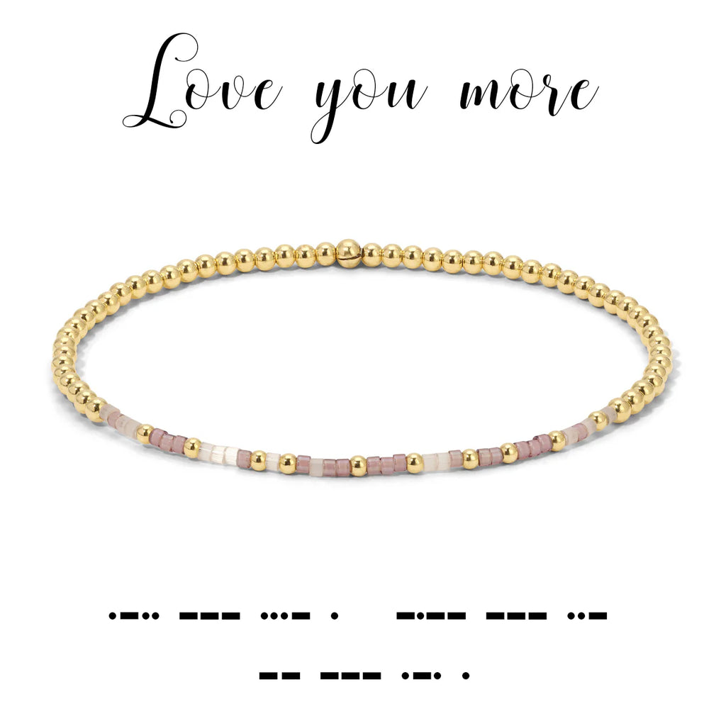 Love you More Morse Code Stretch Bracelet