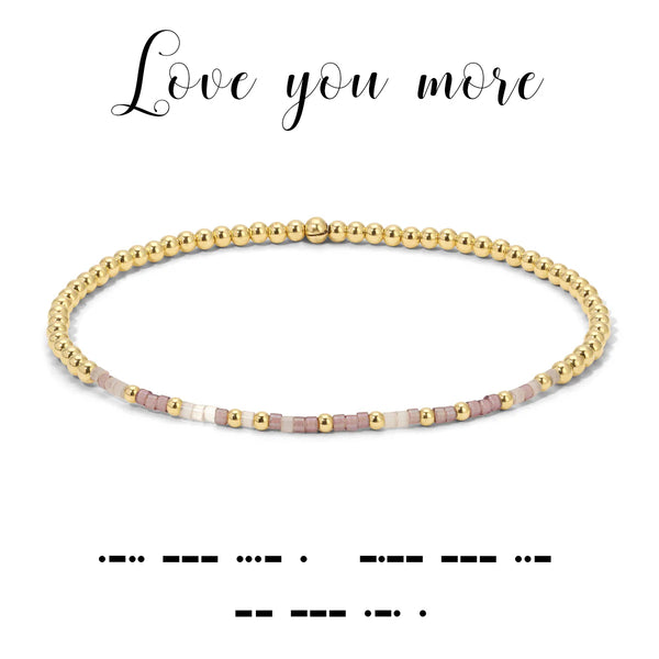 Love you More Morse Code Stretch Bracelet