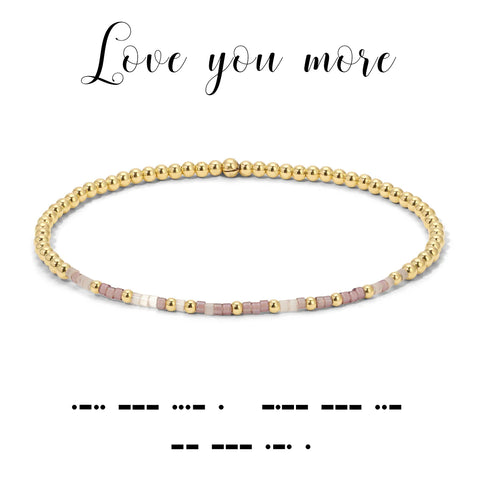 Love you More Morse Code Stretch Bracelet