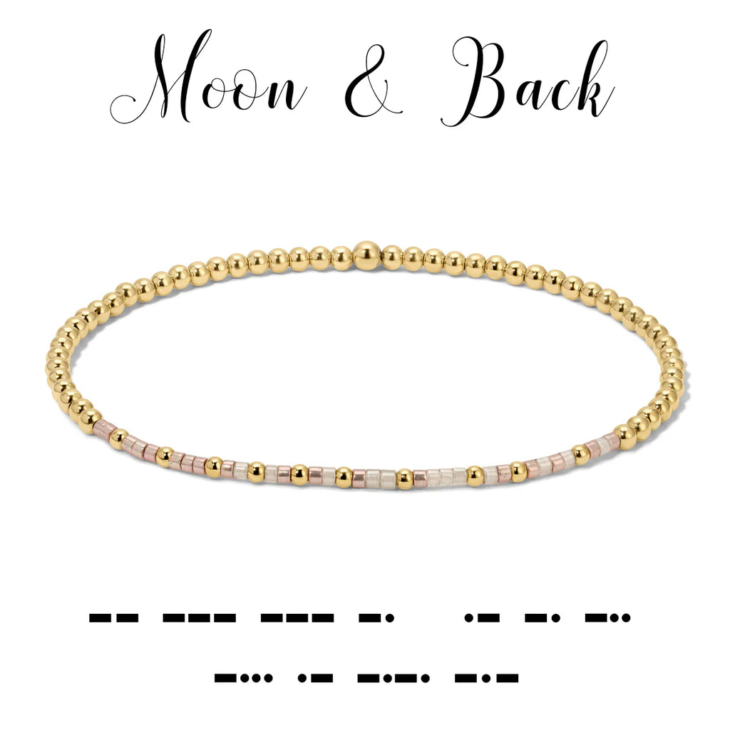 Moon & Back Morse Code Stretch Bracelet