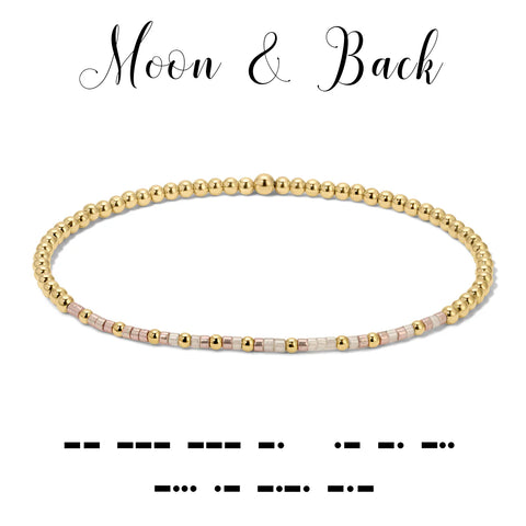 Moon & Back Morse Code Stretch Bracelet