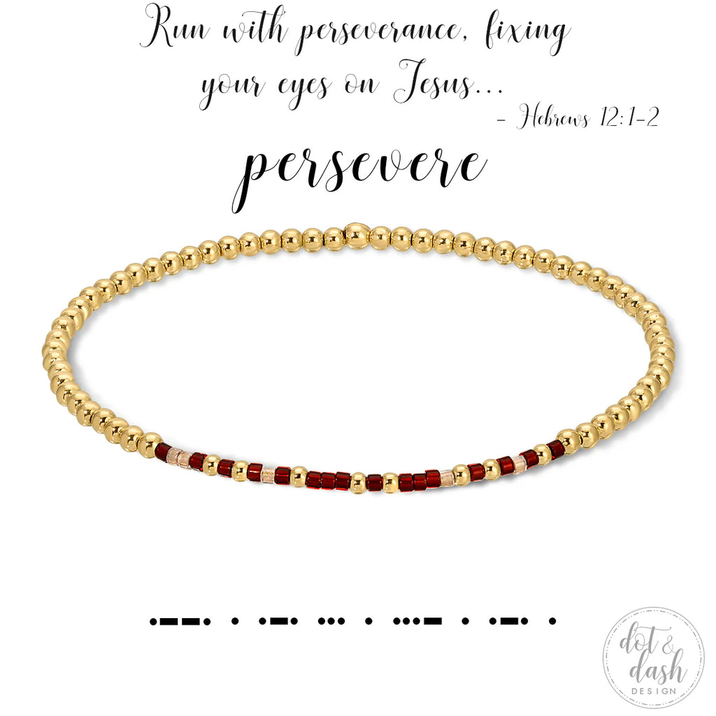 Persevere Hebrews 12:12 Morse Code Stretch Bracelet