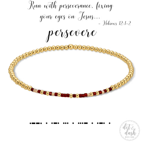 Persevere Hebrews 12:12 Morse Code Stretch Bracelet
