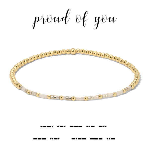 Proud of You Morse Code Stretch Bracelet