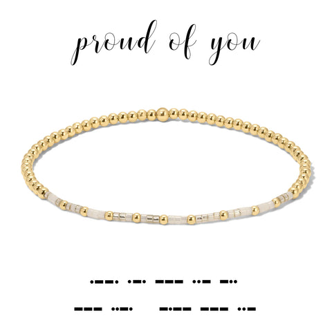 Proud of You Morse Code Stretch Bracelet