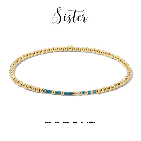 Sister Morse Code Stretch Bracelet