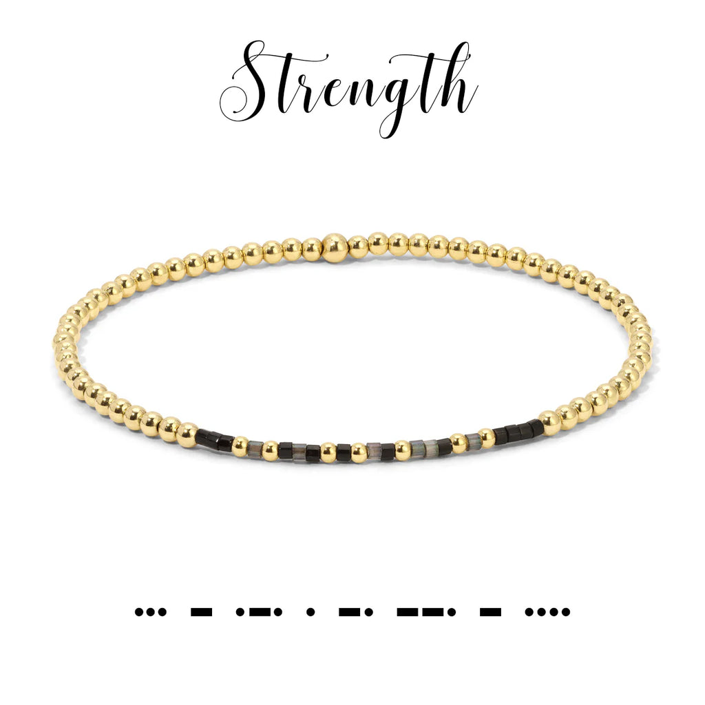 Strength Morse Code Stretch Bracelet