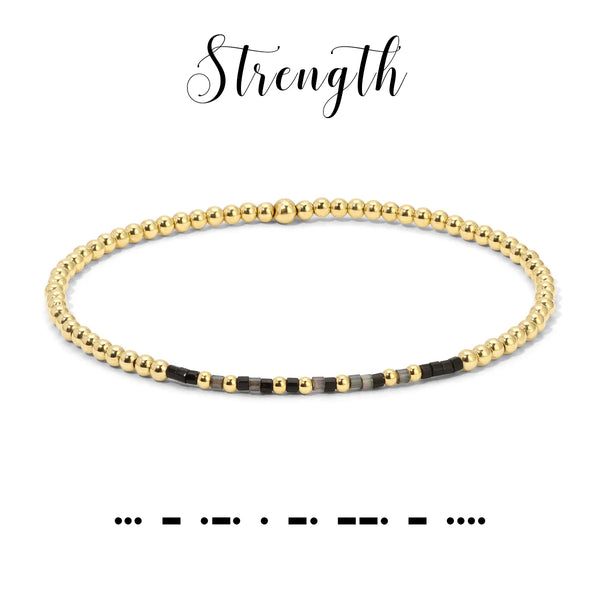 Strength Morse Code Stretch Bracelet