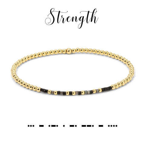 Strength Morse Code Stretch Bracelet