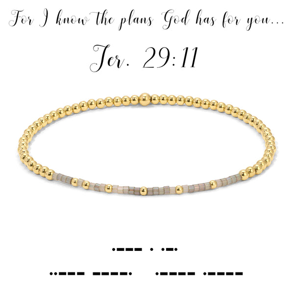 Jeremiah 29:11 {For I know the plans God has for you...} Morse Code Stretch Bracelet