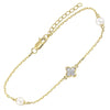 Floral Diamond & Pearl Chain Bracelet
