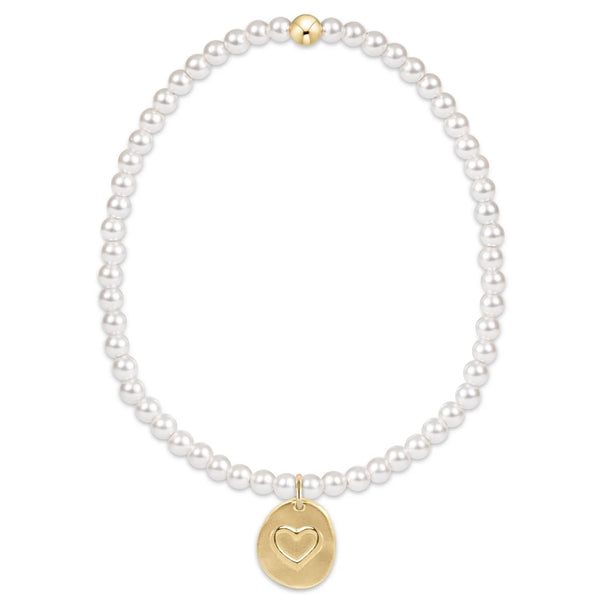Classic Pearl 3mm Bead Bracelet - Love Inspire Small Gold Charm