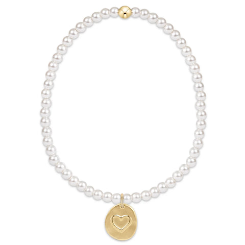 Classic Pearl 3mm Bead Bracelet - Love Inspire Small Gold Charm