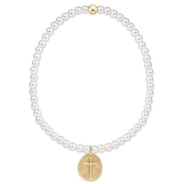 Classic Pearl 3mm Bead Bracelet - Inspire Small Gold Charm