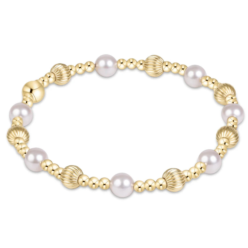 Dignity Sincerity Gold 5mm Bracelet - Pearl
