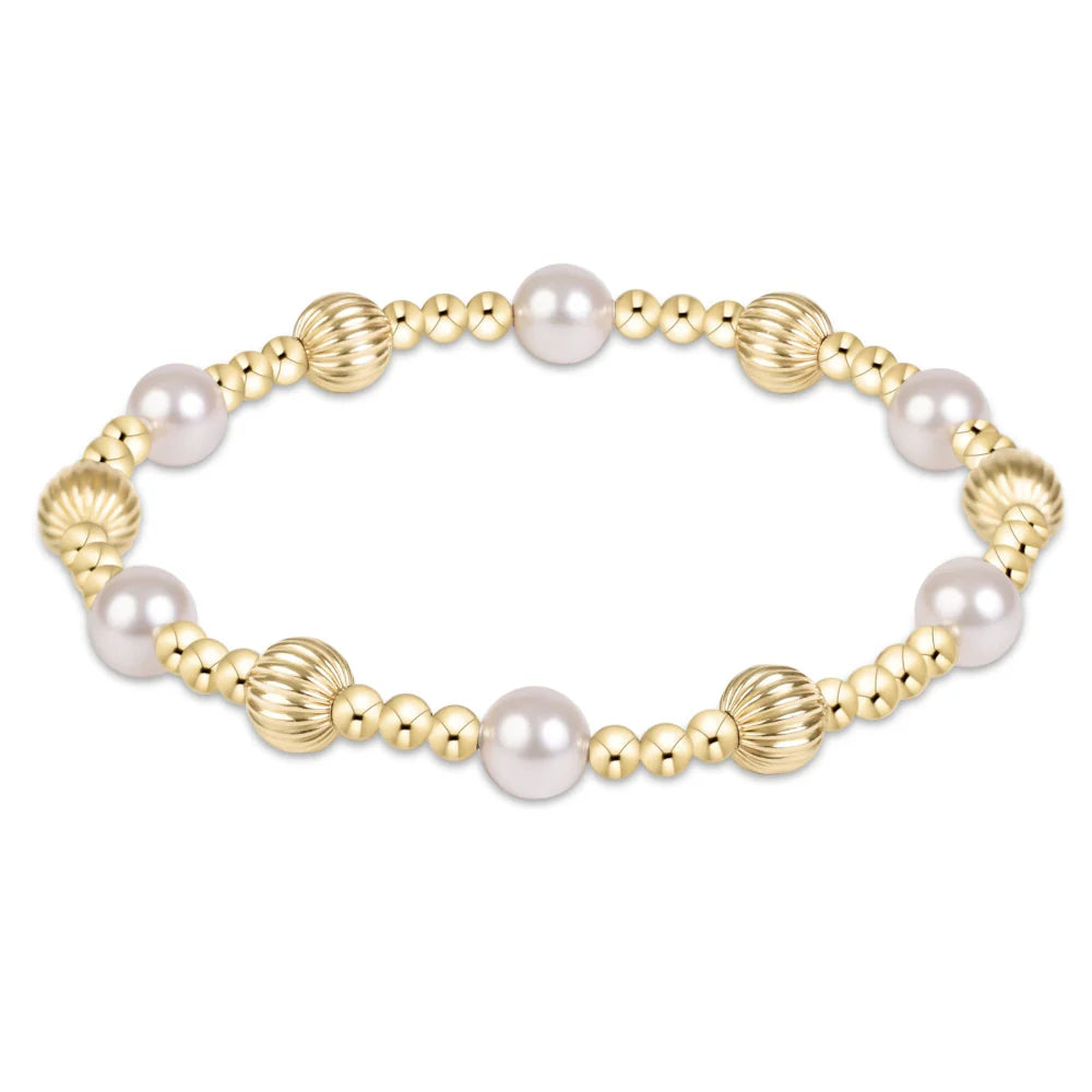 Dignity Sincerity Gold 6mm Bracelet - Pearl