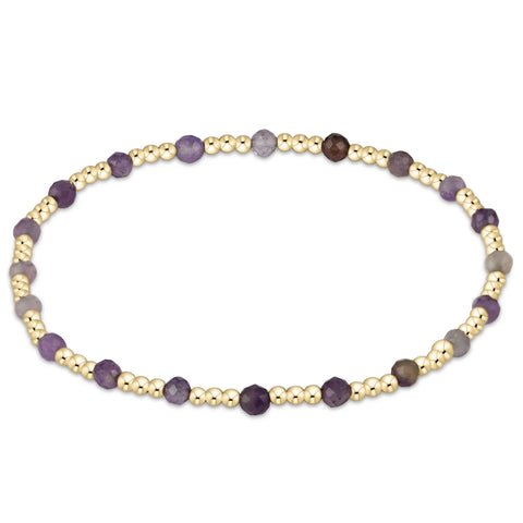 Gemstone Gold Sincerity Pattern 3mm Bead Bracelet - Amethyst