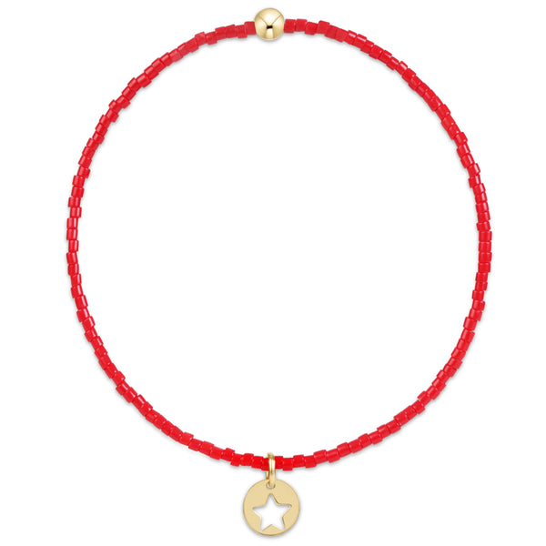 Hope Classic Bracelet - Bright Red - Star Small Gold Disc
