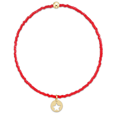 Hope Classic Bracelet - Bright Red - Star Small Gold Disc