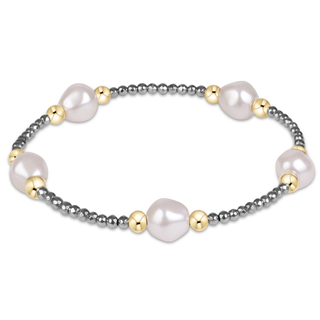 Purpose Admire Pearl 8mm Silver Faceted Hematite Bracelet