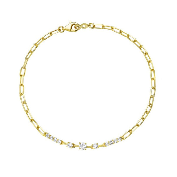 Clara Diamond Bar Paperclip Bracelet