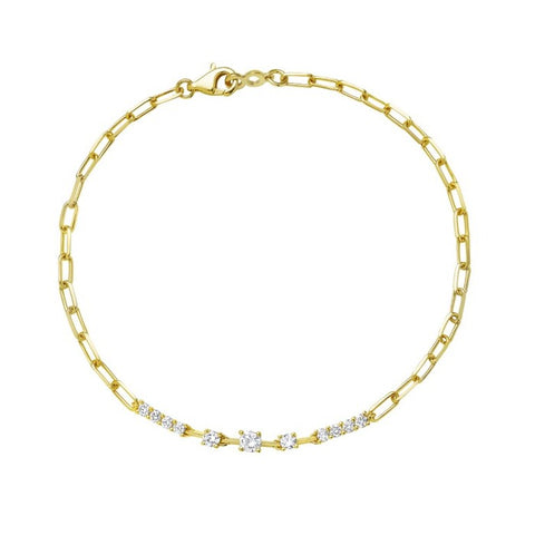 Clara Diamond Bar Paperclip Bracelet