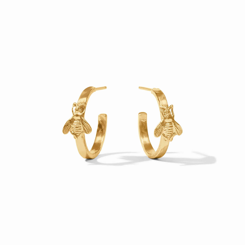 Bee Hoop Earrings in Gold
