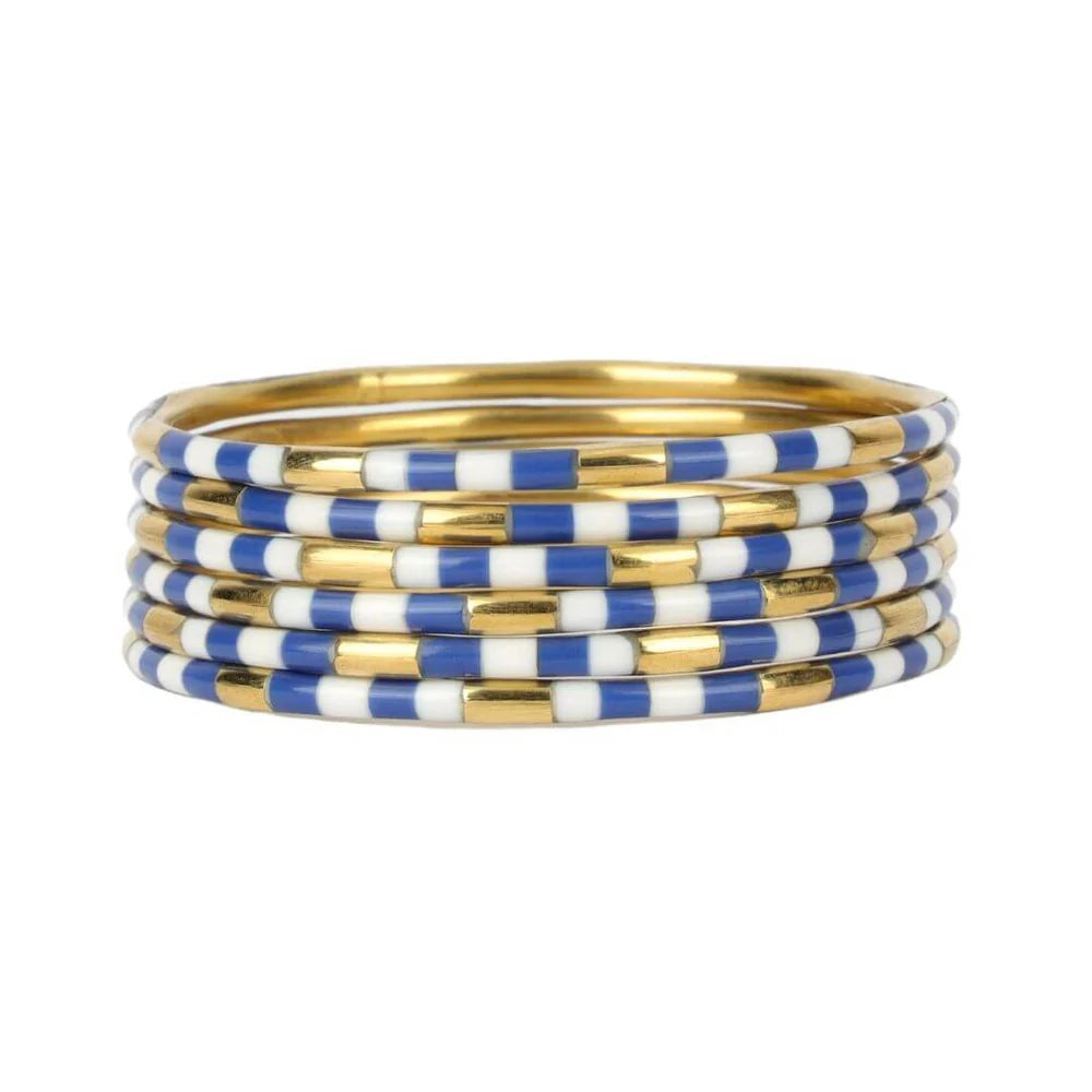 Blue & White Veda Bangles - Set of 6