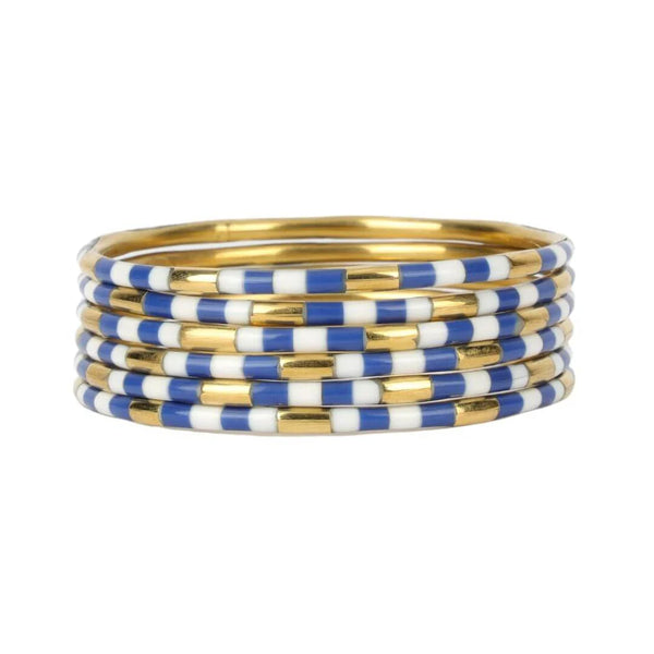 Blue & White Veda Bangles - Set of 6