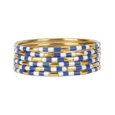 Blue & White Veda Bangles - Set of 6