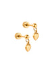 Millie Heart Gold Flat Back Screw Dangle Stud Earrings