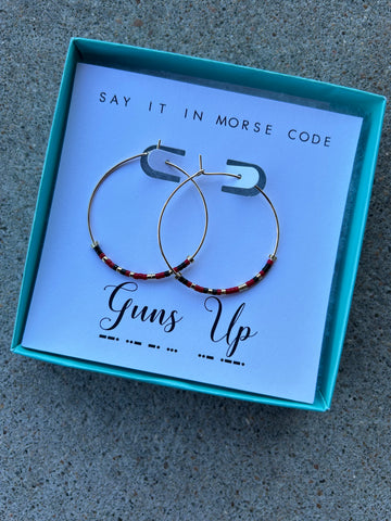 Guns Up Morse Code Hoop Earrings