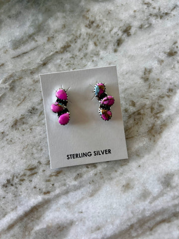 Cotton Candy Ear Climber Stud Earrings