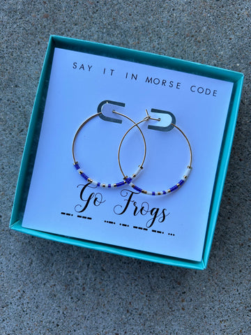 Go Frogs Morse Code Hoop Earrings