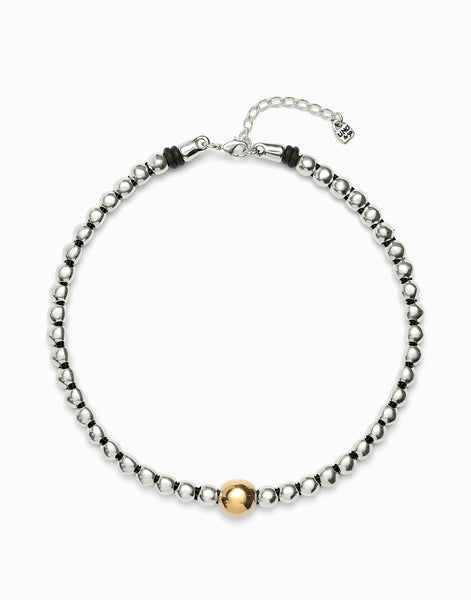 Two-Tone Bead & Leather Necklace
