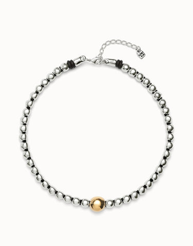 Two-Tone Bead & Leather Necklace