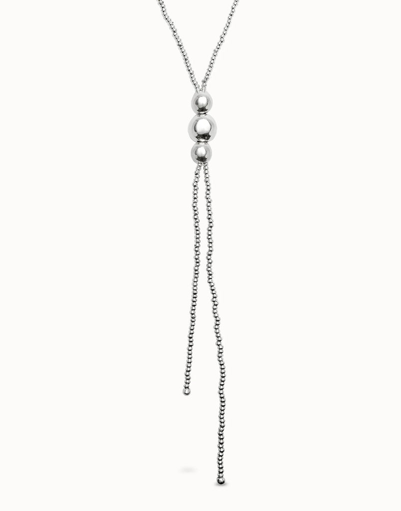Lariat Style Silver Bead Necklace