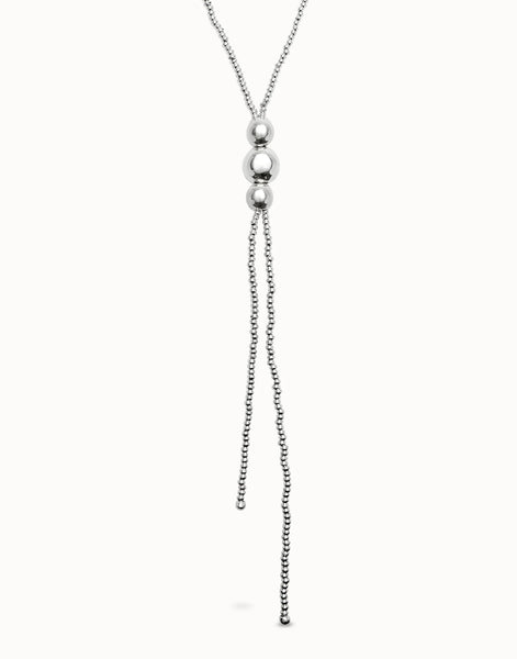 Lariat Style Silver Bead Necklace