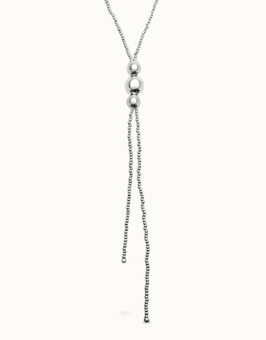 Lariat Style Silver Bead Necklace