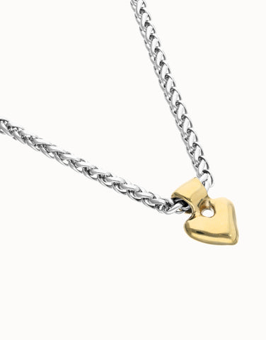 Two-Tone Petite Heart Necklace - Beat Collection